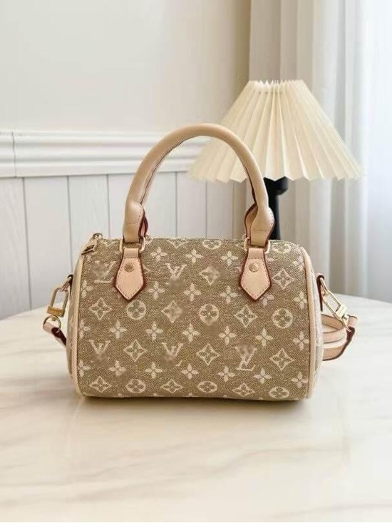 Source Unknown Handbags - Source Unknown Beige Monogram Crossbody Satchel